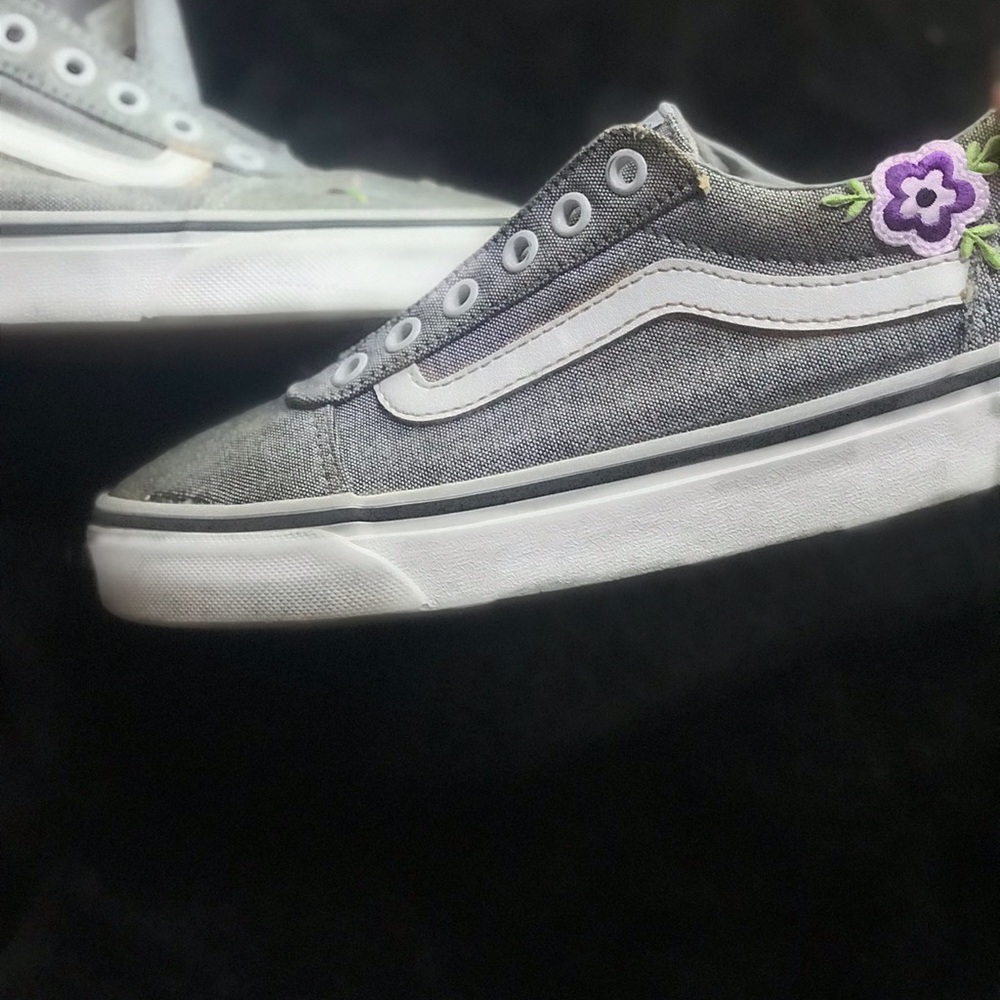 Gray Vans With Flower Decals
